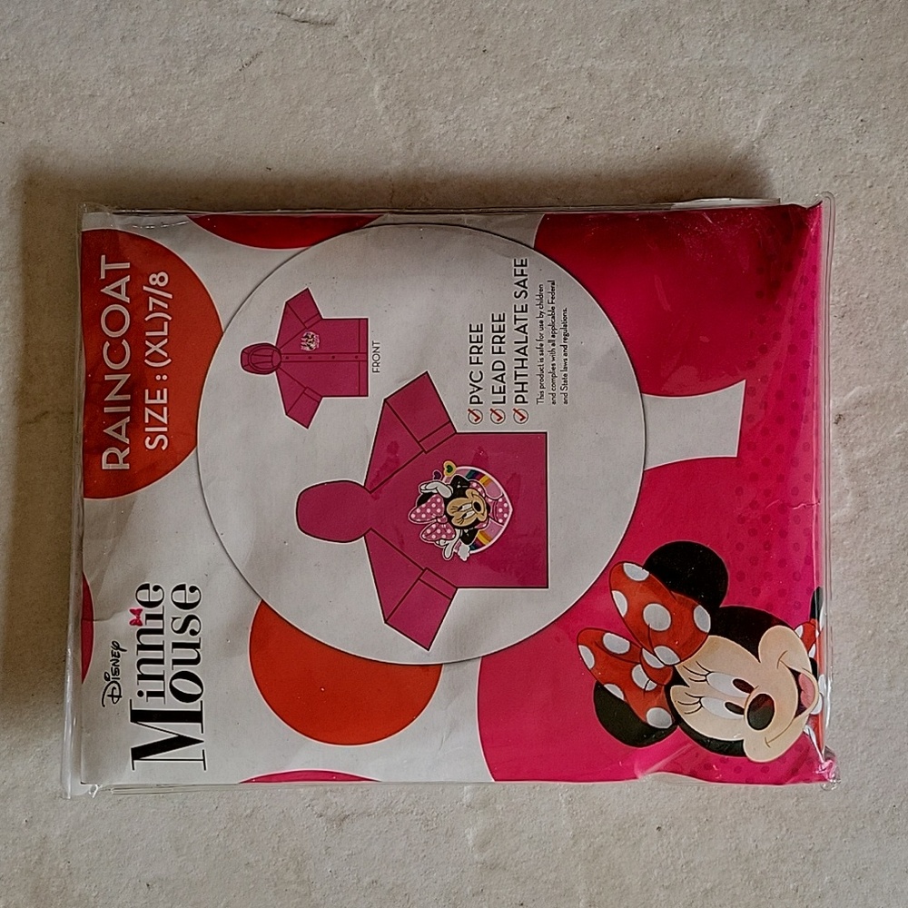 New Kid's Disney Minnie Mouse Raincoat Size: 7/8